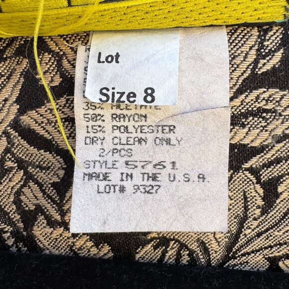 Just In Thyme Vintage Womens Leaf Pattern Brocade Cuff Sleeve Open Front Blazer - Picture 9 of 9